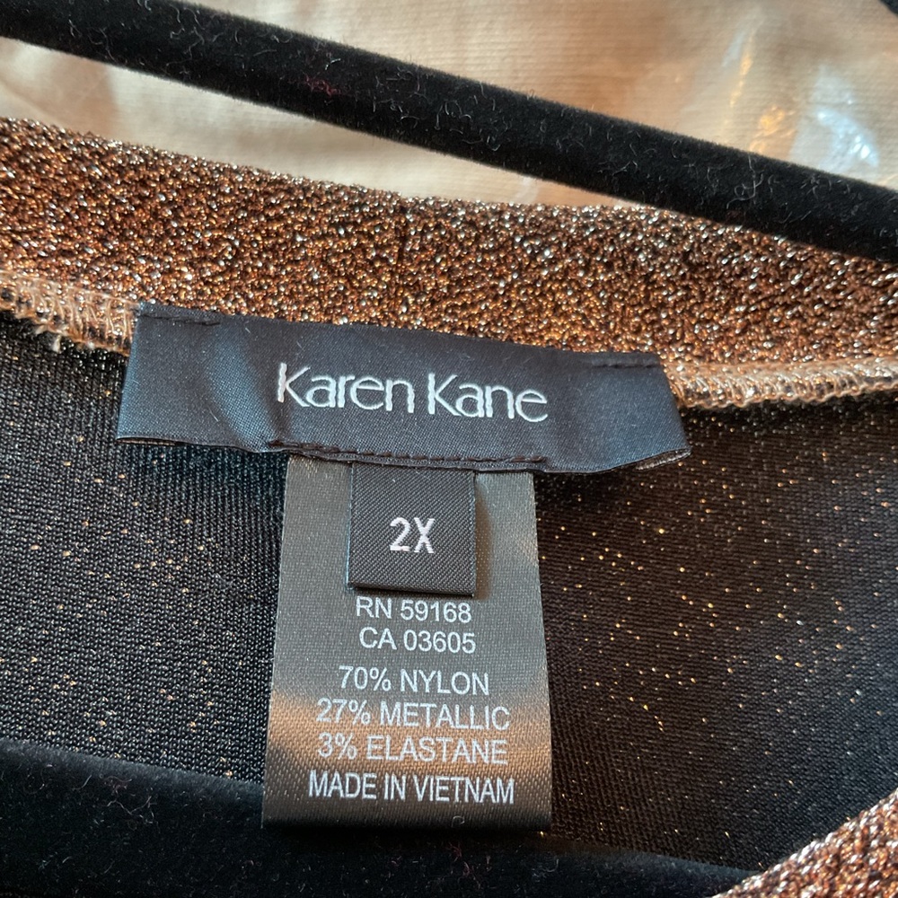 Karen Kane Metallic Brown Sweater, NWT women’s 2X, Bishop Sleeve, Glitter Girl - Picture 10 of 11